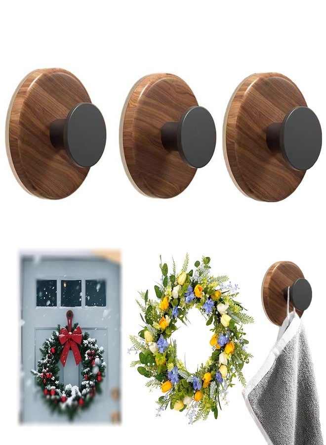 Aetherix Suction Cup Wreath Holder for Front Door Glass Door, Suction Cup Hooks for Shower, Bathroom, Window, Wall and Mirrors, Christmas & Halloween Wreath, Decor Hanger for Front Door（Wood Grain 3 Pcs） - Image 1